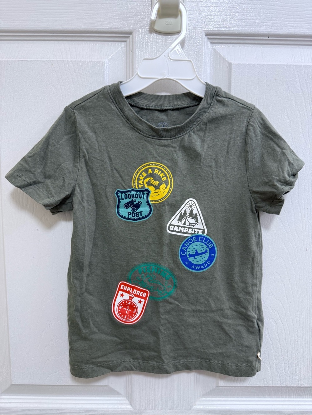 Baby Gap Kids Olive Green Camping Patch T-Shirt, Size 5
